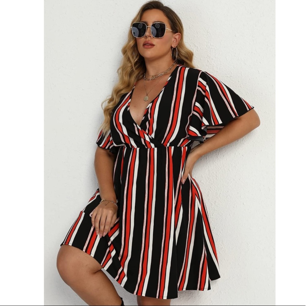 ASOS V Neck vertical striped dress